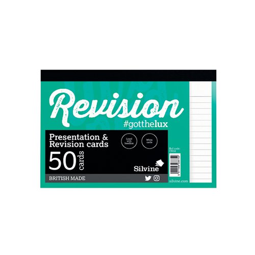Silvine Revision Card Notepad 50 Card White (Pack of 1000) CR50
