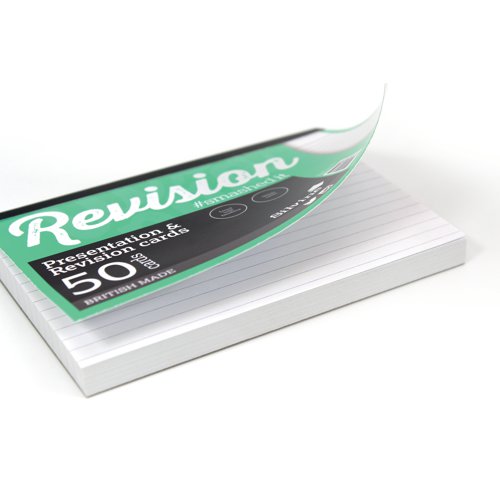 Silvine 50 Revision Lined Notecard Pad, White, Pack of 20x50. Use these revision and presentation cards to jog your memory of important points during meetings and during preparation for exams. The lined cards measure 152 x 101mm (6" x 4") and so easily fit in a pocket or bag.