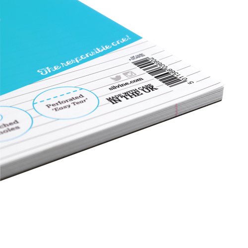 This A4 refill pad from Silvine contains 160 pages of environmentally friendly paper. The pad is four-hole punched for easy filing into lever arch files and ring binders. The 60gsm pages are ruled feint and have a margin for neatness, as well as being perforated for easy removal. This pack contains 5 x A4 notebooks.