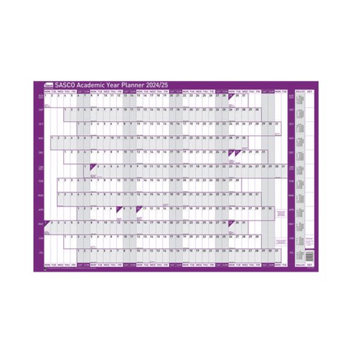 SY10753 | This Sasco Academic year planner is essential for anyone working in education or planning their year around school terms, this wall planner from Sasco runs from August 2024 to July 2025. Use it to help organise your workload or highlight assignment deadlines that can be seen at a glance. This mounted planner includes clearly marked UK and ROI holidays. Help change the lives of children with critical illnesses. Choose Sasco and support Make-A-Wish. This year, Sasco planners are donating to Make-A-Wish UK. Together, we create life-changing wishes for children with critical illnesses.