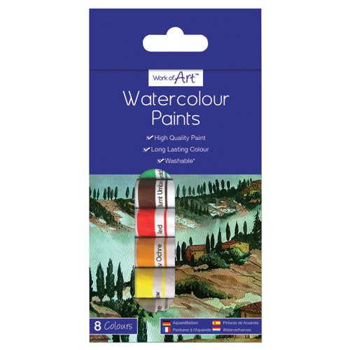 Work of Art Washable Watercolour Paint Tubes Assorted (Pack of 12) TAL06741