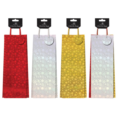 Pack 3 Holographic Bottle Bags (Pack of 12) 8454