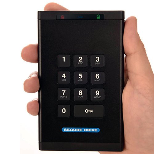 The SecureDrive KP is an easy to use, hardware-encrypted, external hard drive that are user authenticated with secure PIN access via an on-board alphanumeric keypad. Perfect for backing up and transferring files on the go, the hard drive will work with any operating system. There are no drivers or software to update; all encryption and authentication are performed directly on the drive. A special coating covers the key pad to mask key usage and prevent potential attackers from guessing the most commonly used keys.