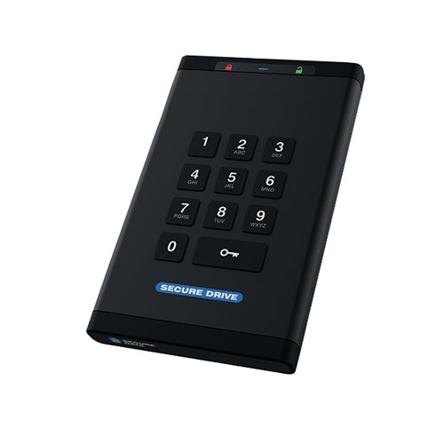 SecureDrive KP Hardware Encrypted External Portable Hard Drive 500GB with Keypad SD-KP-12-BL500GB