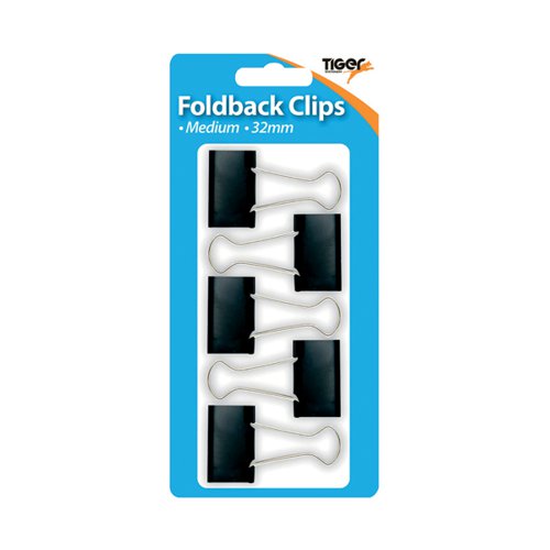 Tiger Medium Fold Back Clips (Pack of 60) 302005