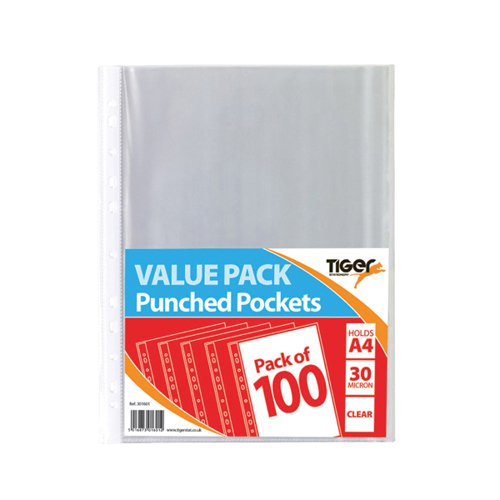 A4 Punched Pockets 30 Micron (Pack of 1000) 301601