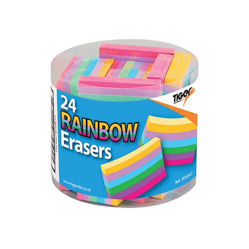 Rainbow Coloured Block Erasers (Pack of 24) 305047