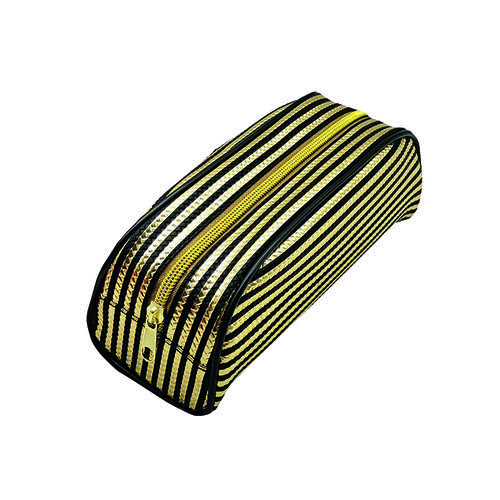 Metallic Striped Pencil Case Gold/Purple (Pack of 12) 302376