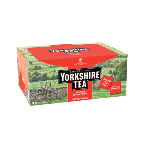 Creating the ideal cup of tea for those relaxing moments, Yorkshire Tea uses only the very best tea leaves from Africa, Assam and Sri-Lanka to create a perfectly balanced blend. Each bag provides a classic brew and great taste, every time. These Yorkshire Tea tea bags produce a reassuringly relaxing cup of tea that is ideal for any time of day and any occasion. This pack contains 200 tagged and enveloped tag tea bags.