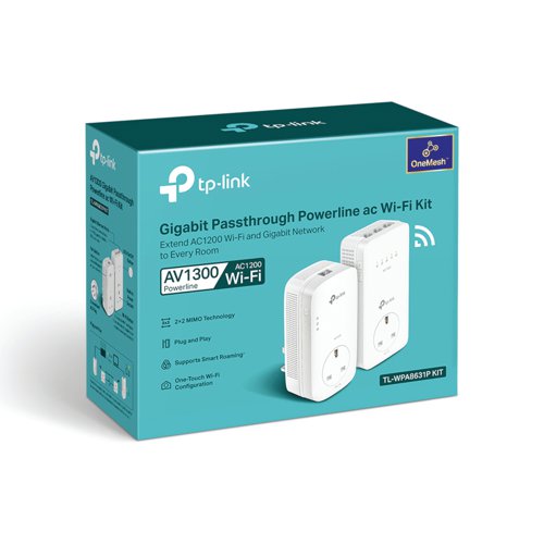 TP-Link AV1300 Gigabit Passthrough Powerline Wi-Fi Kit TL-WPA8631P KIT - TP-Link - TP05255 - McArdle Computer and Office Supplies