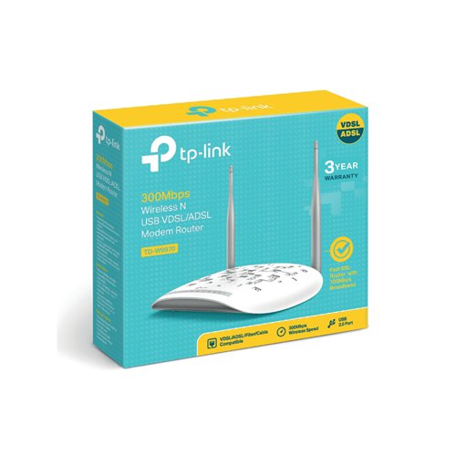 TP-Link 300Mbps Wireless N USB VDSL/ADSL Modem Router White TD-W9970 TP09254 Buy online at Office 5Star or contact us Tel 01594 810081 for assistance