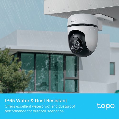 The TP-Link Tapo C500 Outdoor Pan/Tilt Security Wi-Fi Camera captures everything. The C500 with full HD Live View, reveals clear and sharp images with more details. The person detection and motion tracking-Smart AI identifies a person while tracking motion with high-speed rotation, notifying users as needed. It provides 36 degree Visual Coverage and 360 degree horizontal and 130 degree vertical range to cover every corner. Night Vision ensures your safety by providing a clear visual distance of up to 98 feet even in total darkness. Physical Privacy Mode maintains your privacy with the lens physically blocked by the housing while two-way audio enables communication through a built-in microphone and speaker.