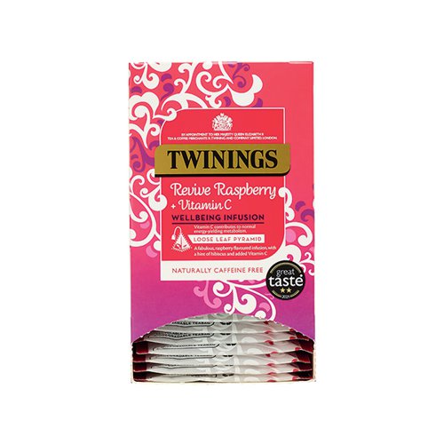 Twinings Revive Raspberry/Hibiscus/Vitamin C Mesh Tea Bags Pyramid Enveloped (Pack of 15) F16869
