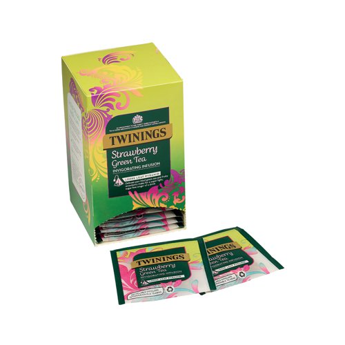 Twinings Strawberry Green Tea Mesh Tea Bags Pyramid Envelope (Pack of 15) F16873 Twinings
