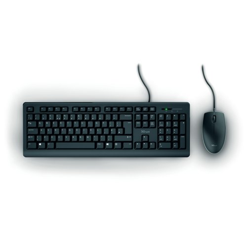 Trust TKM-250 Wired Keyboard And Mouse Set Black UK 23979 - Trust International - TRS23979 - McArdle Computer and Office Supplies