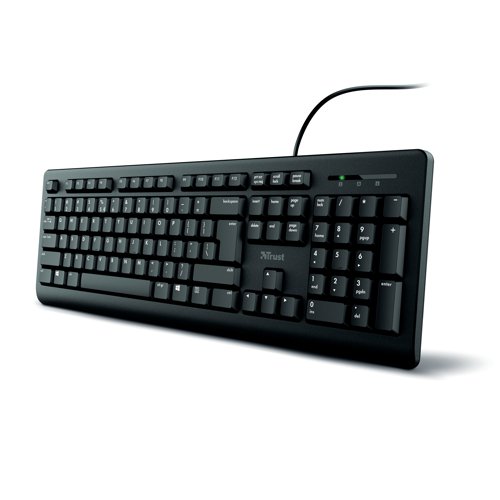 TRS23984 Trust TK-150 Wired Silent Keyboard UK Black 23984
