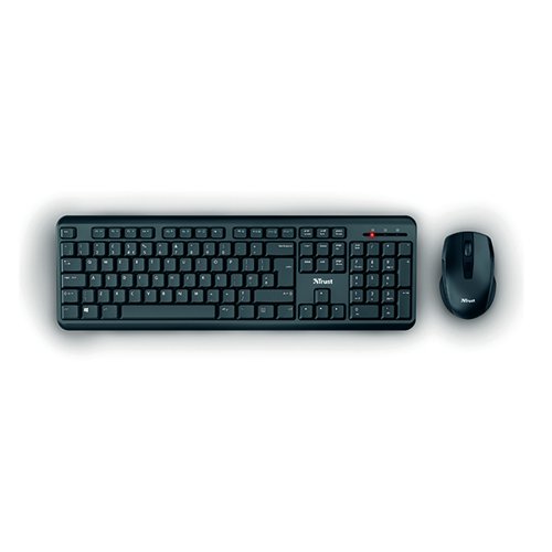 Trust TKM-350 Wireless Silent Keyboard and Mouse Set UK Black 24123