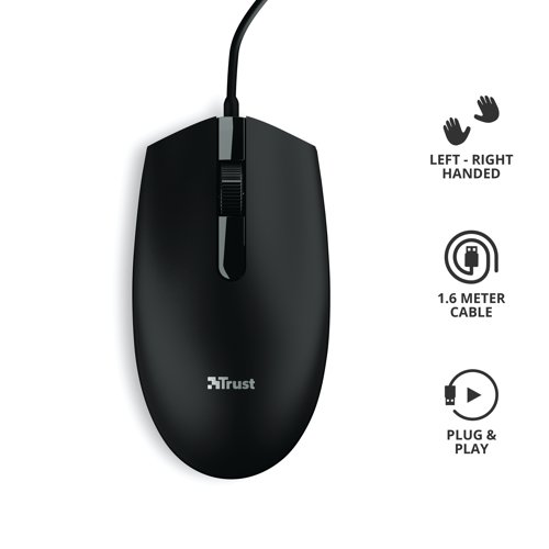 Trust TM-101 Wired Mouse Black 24274 TRS24274 Buy online at Office 5Star or contact us Tel 01594 810081 for assistance