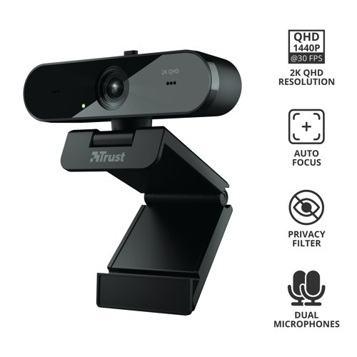Trust TW-250 2K QHD Webcam with Privacy Filter Black 24421 - TRS24421