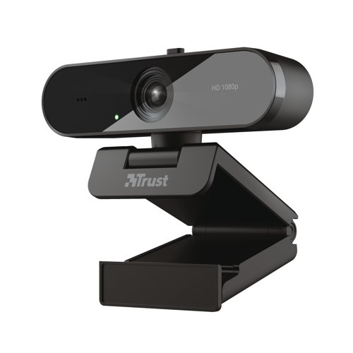 The Trust TW-200 Full HD Webcam with Privacy Filter is capable of recording high-quality video at 30 FPS. The fixed-focus glass lens ensures you are always the centre of attention, while automatic white balance and light correction always shows you (and your rooms) true colours. A long-distance microphone picks up voices and sounds from up to 5m away. An LED indicator shows the webcam's status, while a built-in privacy filter puts you in control of your visibility. A universal stand means the webcam is suitable for any desk or monitor.
