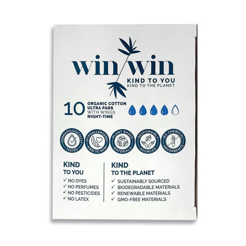 Win Win Sustainable Ultra Night Pad Pack 10 (Pack of 12) 1021 TSL