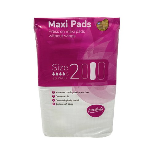 Interlude Maxi Pads Size 2 Pack 20 (Pack of 12) 6411B