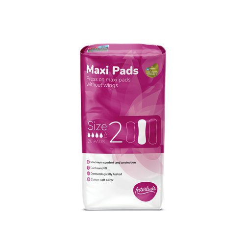 Interlude Maxi Pads Size 2 Packet x20 Pads Pack of 12 6411B TSL