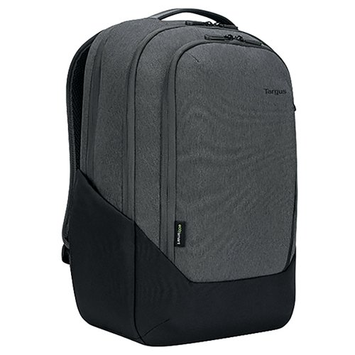 Made from recyclable materials on the inside and out. Using fabric woven from 26 recycled plastic water bottles, the 15.6 inch Cypress Hero Backpack with EcoSmart is thoughtfully designed to protect your work essentials while also protecting the environment. Built to fit 15.6 inch laptops, this EcoSmart bag features a dedicated padded compartment to cradle your laptop, plus boasts a large main compartment, a secondary compartment with a workstation, and a convenient front quick-stash pocket to provide you enough room for your everyday essentials. Its smart design also features adjustable, ergonomic shoulder straps and a padded back panel to ensure a comfortable fit, as well as a pass-through trolley strap for easy transport on luggage.