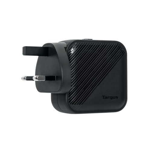 The Targus 65W GaN Wall Charger packs ultimate charging power in a small package and charges faster, runs cooler, and lasts longer than traditional chargers. Equipped with 1 USB-C port (with a single port use up to 65W) and 1 USB-A port with quick-charge capabilities supporting 18W, this charger can connect to two devices so you can simultaneously power up your laptop and phone. And because GaN charging is more efficient in power transfer, it uses less energy, so you can count on cooler and safer charging. From its lightweight structure and slim, compact design, the charger will not take up room in your luggage. Its US plug has foldable prongs making it easy to slip into your briefcase or backpack on-the-go.