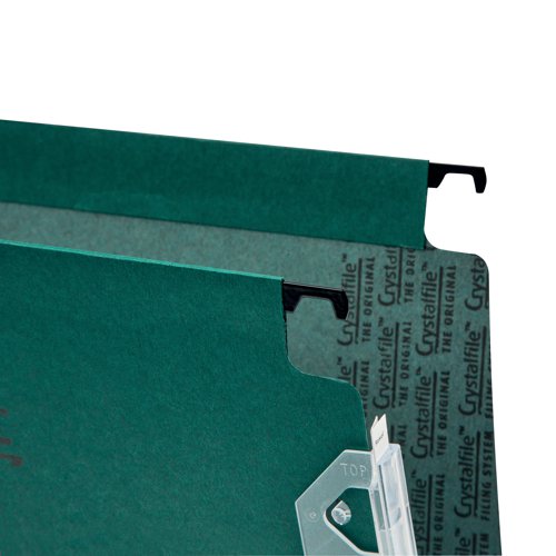 Rexel Crystalfile Classic Lateral Files are made from recycled premium manilla and are supplied complete with tabs and inserts. These expanding files have a 30mm capacity, to store up to 300 sheets of 80gsm A4 or foolscap paper. The files have reinforced bases and strong plastic runners for durable use and are compatible with cupboard rails set 330mm apart. This pack contains 25 green files.