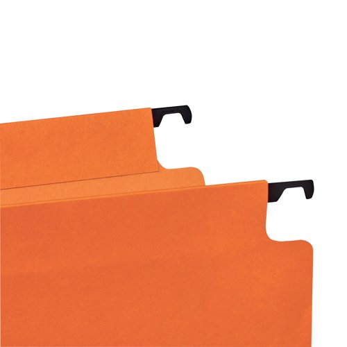 Rexel Crystalfile Classic Lateral Files are made from recycled premium manilla and are supplied complete with tabs and inserts. These expanding files have a 30mm capacity, to store up to 300 sheets of 80gsm A4 or foolscap paper. The files have reinforced bases and strong plastic runners for durable use and are compatible with cupboard rails set 330mm apart. This pack contains 25 orange files.