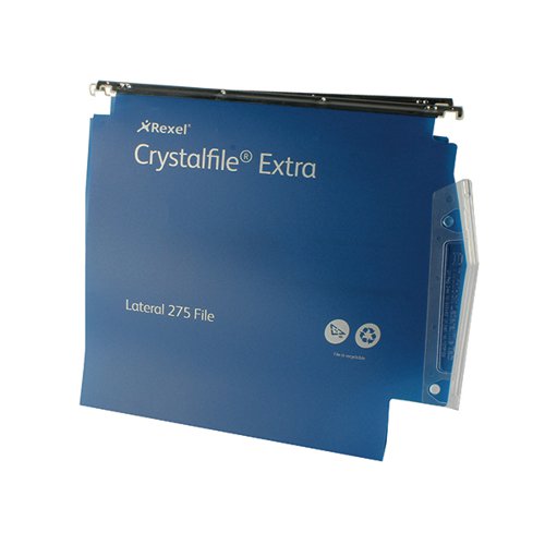 Rexel Crystalfile Extra 30mm Lateral File Blue (Pack of 25) 70642 - TW70642