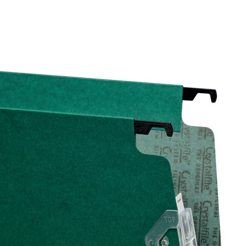Rexel Crystalfile Classic Lateral Files are made from recycled premium manilla and are supplied complete with tabs and inserts. These expanding files have a 15mm capacity, to store up to 150 sheets of 80gsm A4 or foolscap paper. The files have reinforced bases and strong plastic runners for durable use and are compatible with cupboard rails set 330mm apart. This pack contains 50 green files.