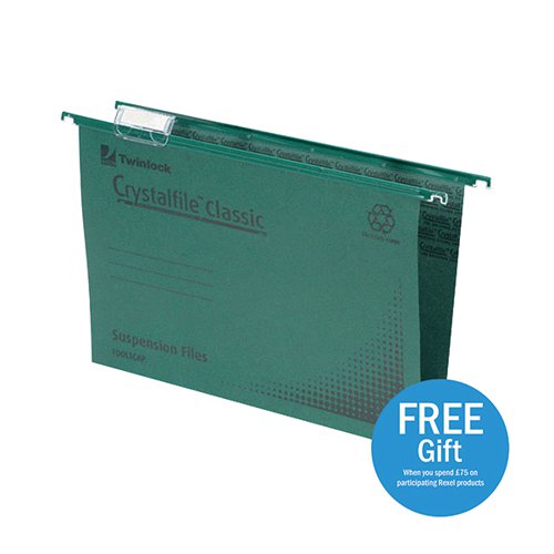 Rexel Crystalfile Classic Suspension File 50mm Green (Pack of 50) 71750 - TW71750