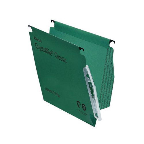 TW78652 Rexel CrystalFile Classic 15mm Lateral File Green (Pack of 50) 78652