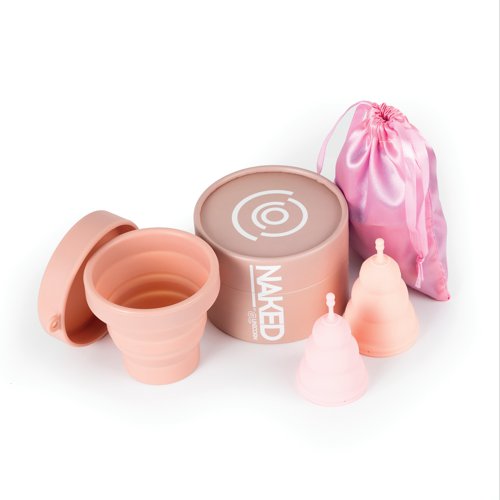UNI39760 | A twin pack of Naked by Unicorn period cups which fold flat, into their own case. A waste-free alternative to traditional disposable towels and tampons. Made of 100% medical grade silicone and the sterilising/carry case is made of food grade silicone. Each Unicorn cup can be used for anything up to 12 hours, holding as much as 4-6 times that of pads or tampons. Unicorn cup can be sterilised at the end of each cycle (boiling water or sterilising tablet). Can be used repeatedly for up to 10 years. The cup is inserted into the vaginal canal and opens up inside to create an air-tight seal, it sits below your cervix to collect blood flow. Comes in 2 sizes, the twin pack offers users the opportunity to find the right fit, or use both, depending on lighter or heavier flow days. QR code on the packaging directs users to an instruction video, how to insert, remove and sterilise.