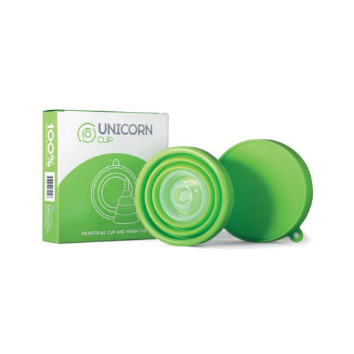 The Unicorn Cup is a unique menstrual cup which folds flat into its own storage/wash case. The menstrual cup is made from 100% medical grade silicone and the storage/wash case is made from food grade silicone. It can be used for up to 12 hours, holding up to 6 times that of a sanitary towel or tampon. The Unicorn Cup can be sterilised at the end of each cycle (using the storage/wash case and a sterilising tablet) and used repeatedly for up to 10 years. This waste-free alternative is comfortable, soft and flexible, and easy to insert and remove. Made from hypo-allergenic, Latex free, BPA free silicone, it is suitable for even those with allergies. Supplied in green.