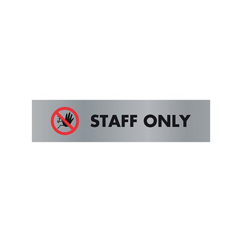 Acrylic Sign Staff Only Aluminium 190x45mm SR22365