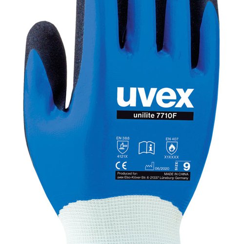 Uvex Unilite 7710F Safety Gloves (Pack of 10) Blue 08