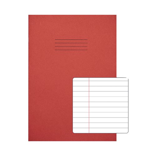 Rhino Exercise Book 8mm Ruled 80 Pages A4 Red (Pack of 50) VC48473