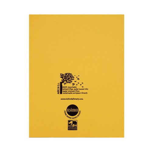 VC48990 Rhino Exercise Book Plain 80 Pages 9x7 Yellow (Pack of 100) VC48990