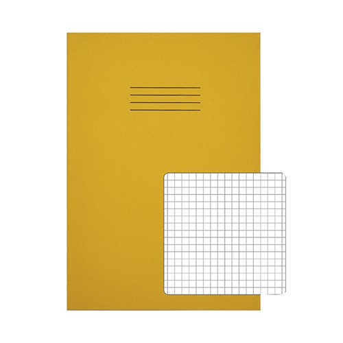 Rhino Exercise Book 5mm Square 80 Pages A4 Yellow (Pack of 50) VC49676