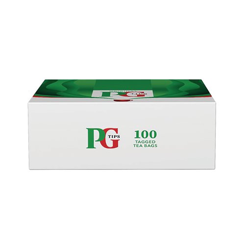 VF10040 | These PG Tips Tagged One Cup tea bags provide a delicious, full-flavoured cup of tea in a flash. Each bag features a tag for quick and simple removal when brewed, taking just one to two minutes. Certified with Rainforest Alliance, for peace of mind that tea workers and their families are treat fairly, this pack contains 100 tea bags.