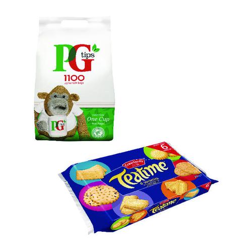 PG One Cup Pyramid Tea Bags (Pack of 1100) Plus Free Biscuits VF819645