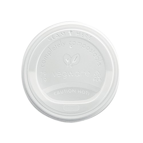 Vegware Hot Cup Lid 8oz 79-Series White (Pack of 1000) VLID79S
