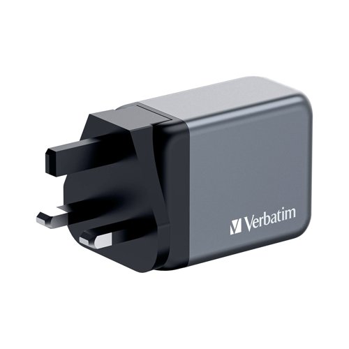 Verbatim's 65W GaN Wall Charger combines two USB-C PD 65W ports and one USB-A QC 3.0 port in a sleek, palm sized design. Ideal for the office, home or travelling to power your laptop, tablet, smartphone, gaming devices, and more. With its foldable US prongs and replaceable EU and UK plugs, it's the ultimate travel companion. Galliam Nitride (GaN) technology delivers high-powered, fast, efficient charging, and generates less heat. GaN chargers are smaller and lighter than traditional silicon-based chargers, making them ultra-portable and ideal for travel.