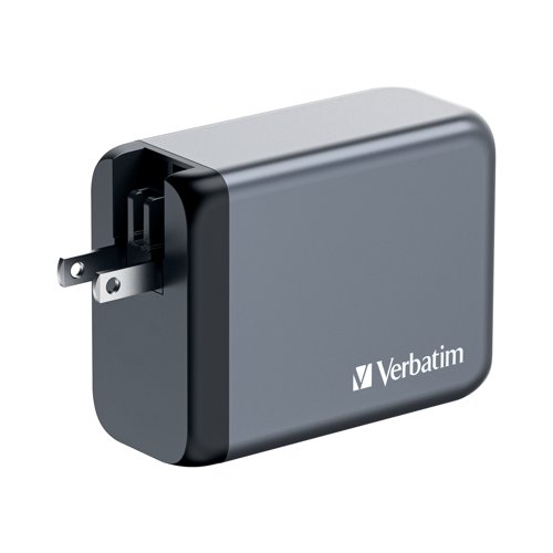 VM32204 | Verbatim's 200W GaN Wall Charger combines two USB-C PD 100W ports, one USB-C PD 65W port and one USB-A QC 3.0 port in a sleek, palm sized design. Ideal for the office, home or travelling to power your laptop, tablet, smartphone, gaming devices, and more. With its foldable US prongs and replaceable EU and UK plugs, it's the ultimate travel companion. Galliam Nitride (GaN) technology delivers high-powered, fast, efficient charging, and generates less heat. GaN chargers are smaller and lighter than traditional silicon-based chargers, making them ultra-portable and ideal for travel.
