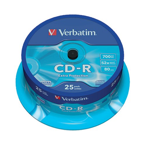 Verbatim CD-R Datalife Non-AZO 52x 700MB (Pack of 25) 43432