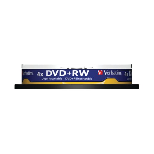 Verbatim DVD+RW Non-Printable 4x 4.7GB (Pack of 10) 43488 - Verbatim - VM34887 - McArdle Computer and Office Supplies