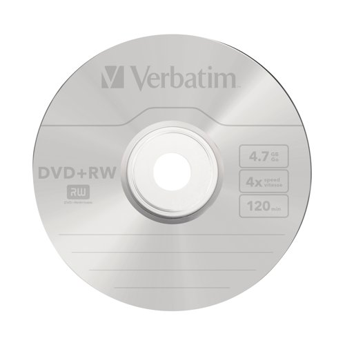 Verbatim DVD+RW Non-Printable 4x 4.7GB (Pack of 10) 43488 VM34887 Buy online at Office 5Star or contact us Tel 01594 810081 for assistance
